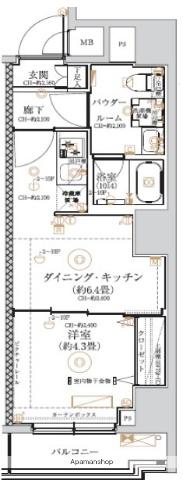ガリシア森下Ⅵ(1DK/10階)の間取り写真