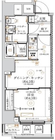 ガリシア森下Ⅵ(1DK/5階)の間取り写真