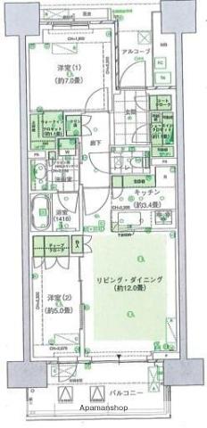 HARUMI FLAG PARK VILLAGE C棟(2LDK/17階)の間取り写真