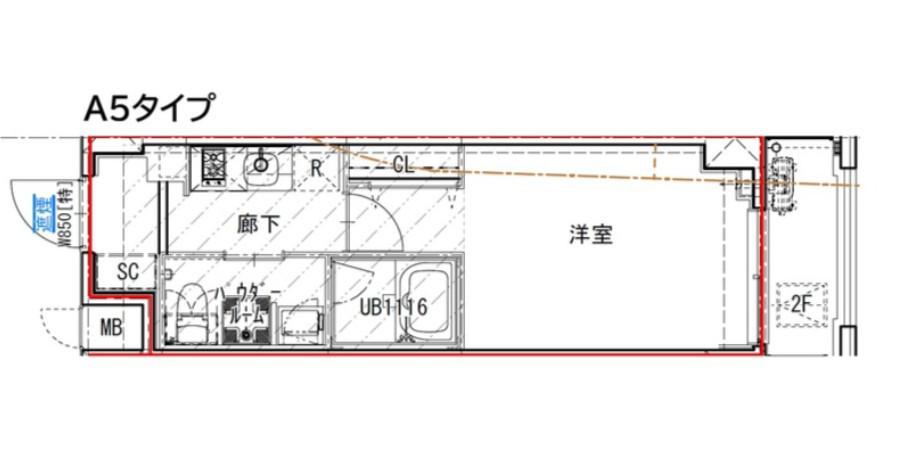 ESーGRANDE大島ガーデンテラス(1K/4階)の間取り写真