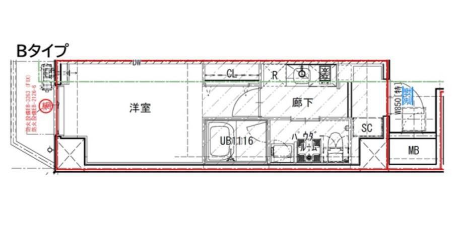 ESーGRANDE大島ガーデンテラス(1K/5階)の間取り写真