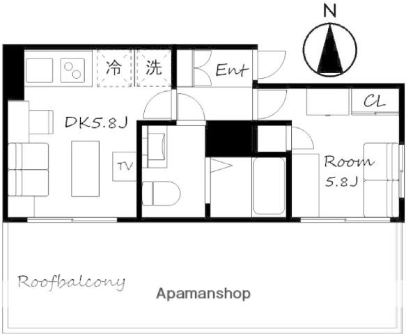 三田東中野コーポ(1DK/3階)の間取り写真