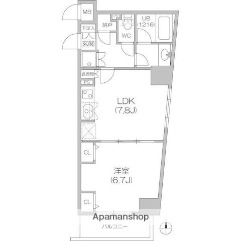 アジールコート中野坂上(1LDK/2階)の間取り写真