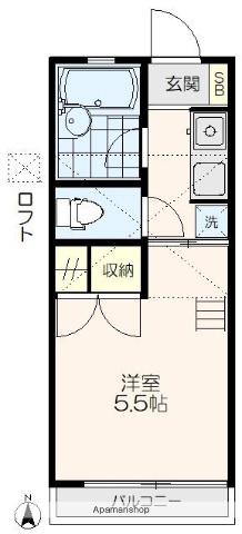 マナーハウスKⅡ(ワンルーム/2階)の間取り写真