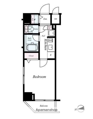 フェニックス武蔵関クアトロ(1K/6階)の間取り写真