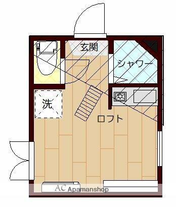 フェリスショコラ(ワンルーム/2階)の間取り写真