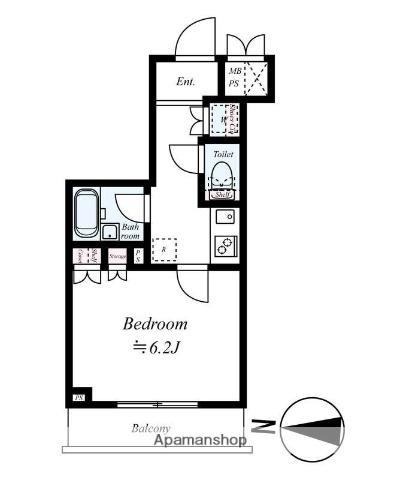 ルーブル小竹向原弐番館(1K/2階)の間取り写真