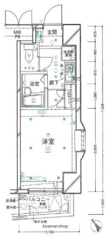 クレアシオン市ヶ谷西(1K/4階)の間取り写真