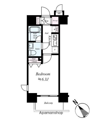 ヴァレッシア武蔵関駅前シティ(1K/9階)の間取り写真