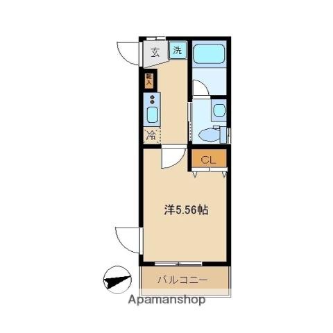 K・FLATS(1K/1階)の間取り写真