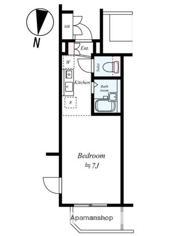 OLIO上北沢(ワンルーム/4階)の間取り写真