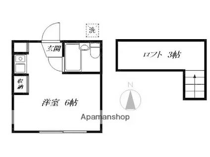 第2コーポ石原(ワンルーム/2階)の間取り写真