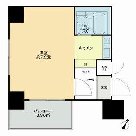 ライオンズマンション三鷹さくら通(ワンルーム/9階)の間取り写真