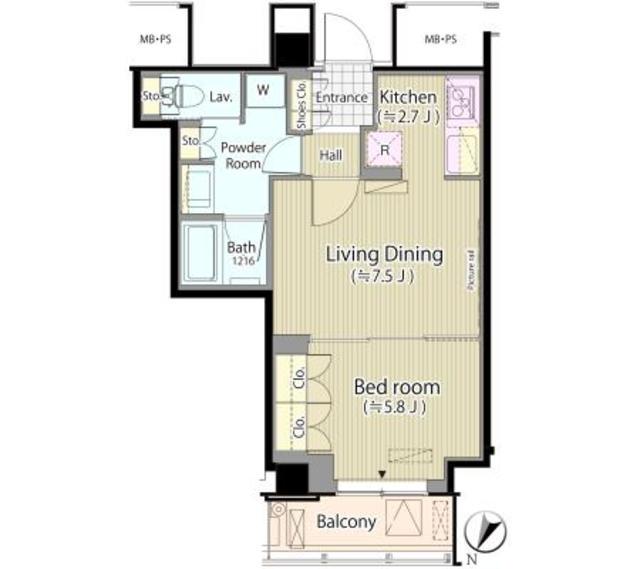 メルクマール京王笹塚レジデンス(1LDK/16階)の間取り写真