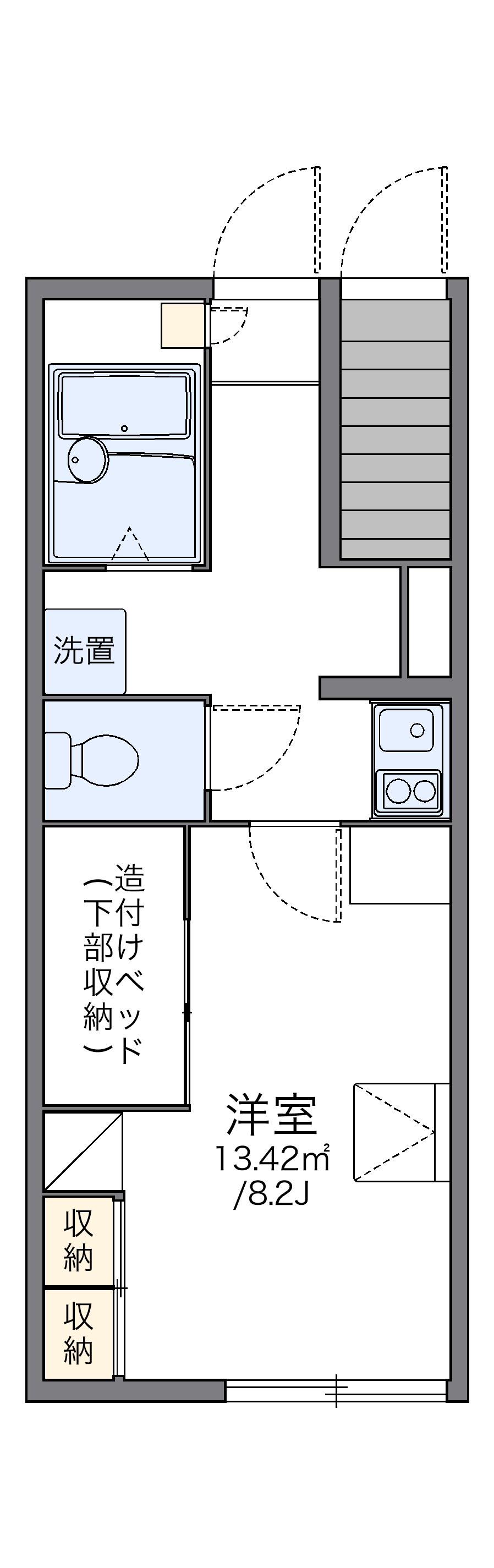 レオパレスウィステーリア平和台(1K/1階)の間取り写真