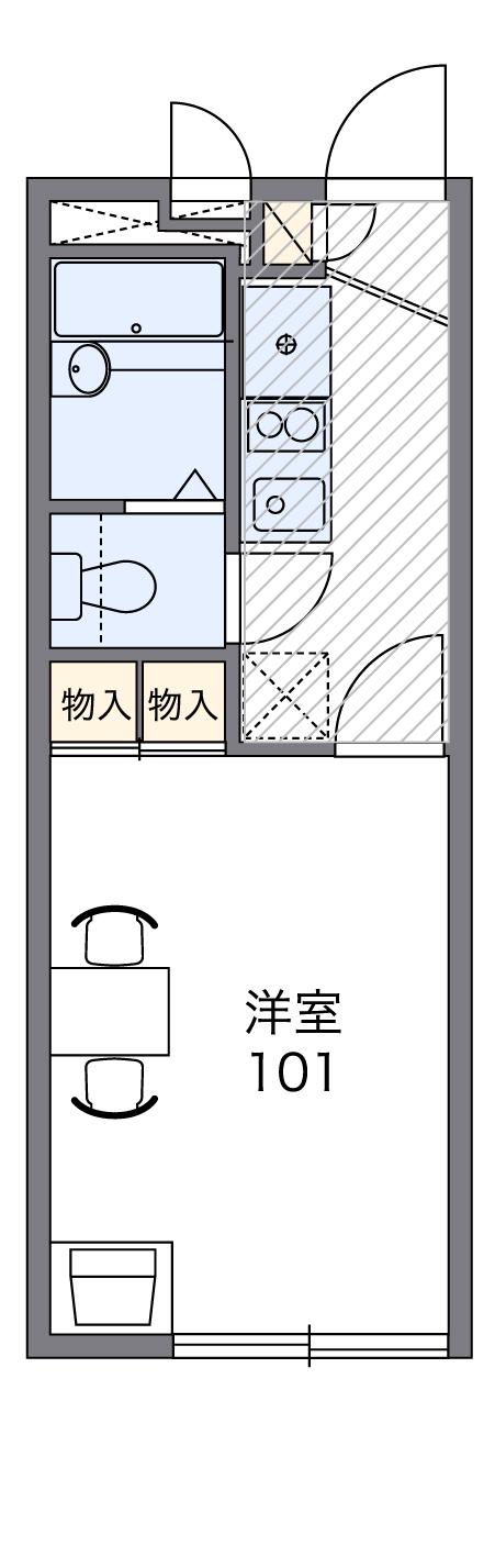 レオパレス旭Ⅱ(1K/2階)の間取り写真