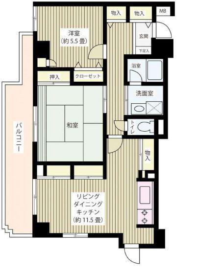 ヴェルデ武蔵野(2LDK/5階)の間取り写真