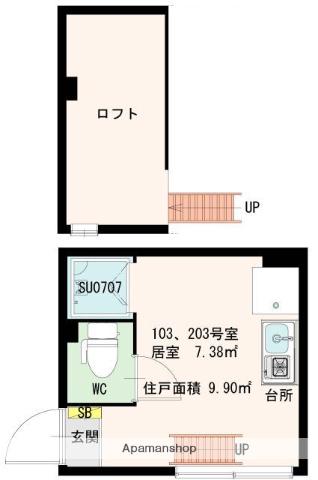 STAGE 中野 Ⅱ(ワンルーム/2階)の間取り写真