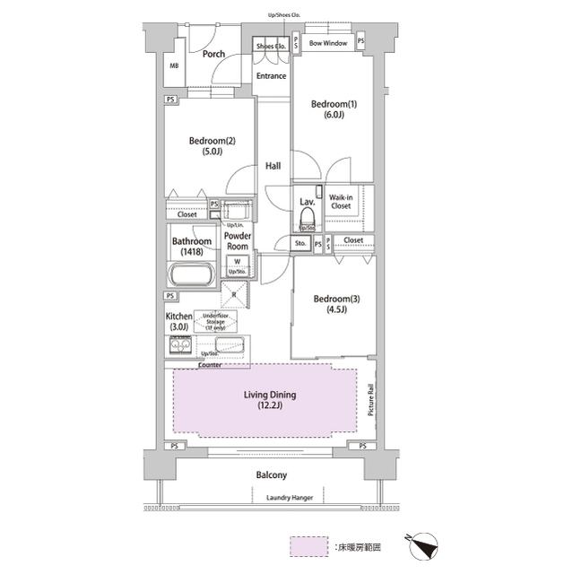 ソアラノーム荻窪天沼(3LDK/4階)の間取り写真