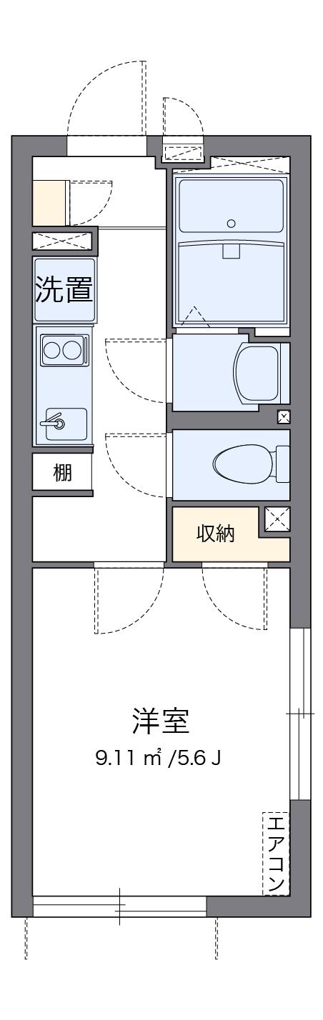 クレイノポラリスⅡ(1K/2階)の間取り写真