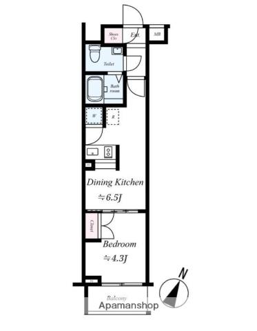 ビバリーホームズ鷺宮(1DK/1階)の間取り写真