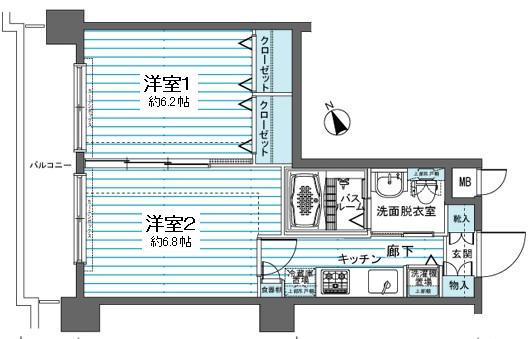 フェニックス吉祥寺アヴァンティーク(2K/2階)の間取り写真