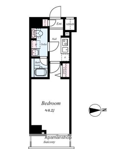 メインステージ武蔵関駅前Ⅱ(1K/6階)の間取り写真