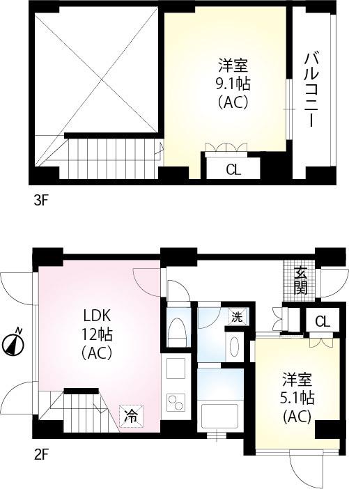 セリシエール神楽坂南町(2LDK/2階)の間取り写真