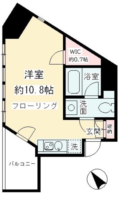 ニューシティアパートメンツ千駄ヶ谷II(ワンルーム/4階)の間取り写真