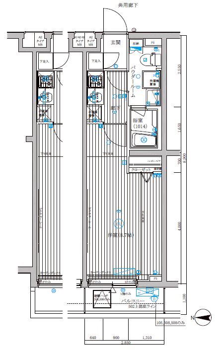 メインステージ武蔵関駅前(1K/4階)の間取り写真