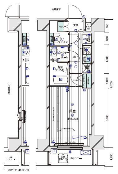 メインステージTOKYO・ノースHYS(1K/6階)の間取り写真