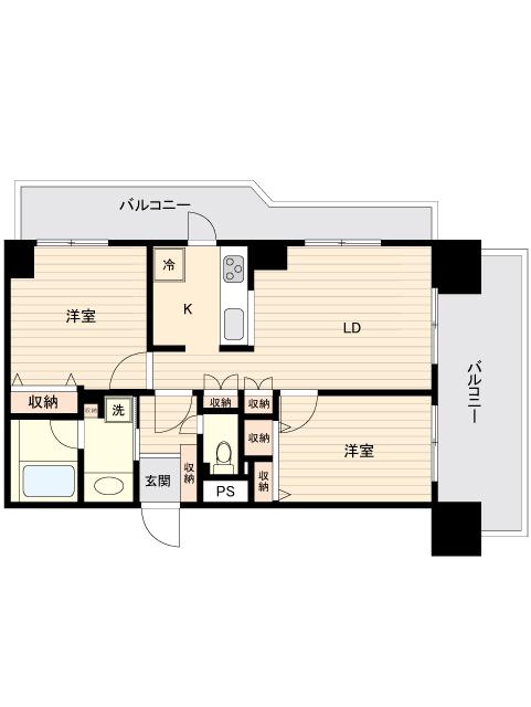 ドゥーエ練馬(2LDK/3階)の間取り写真