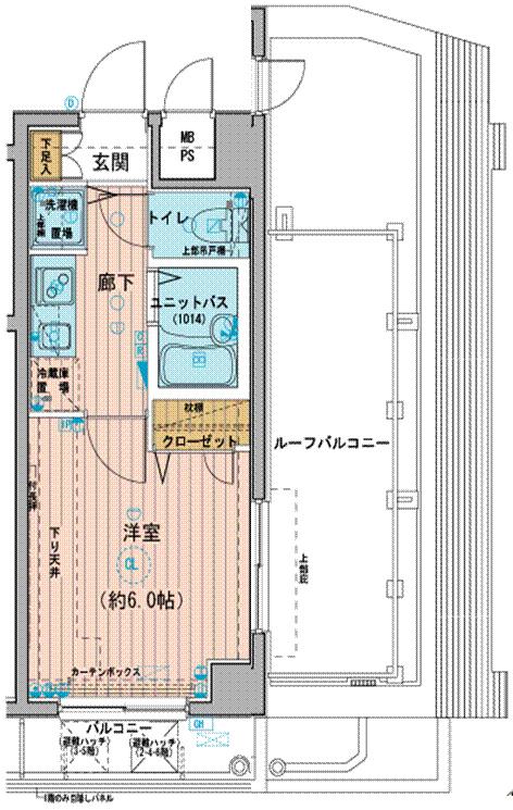 メインステージときわ台(1K/7階)の間取り写真