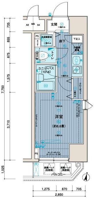 メインステージ中村橋(1K/11階)の間取り写真