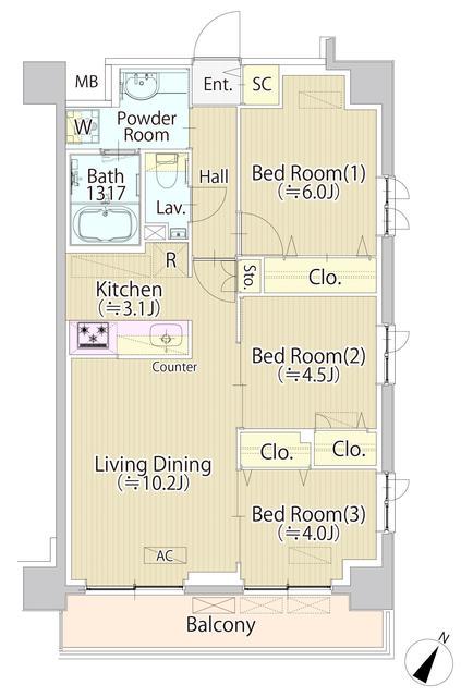 SASAZUKATODAY(3LDK/3階)の間取り写真