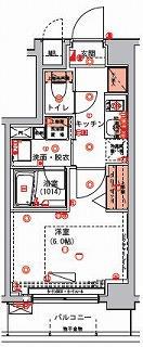 ハーモニーレジデンス東京ウエスト(1K/4階)の間取り写真