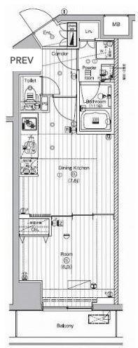 PREMIUM CUBE代々木上原(1DK/2階)の間取り写真