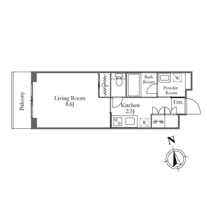 ガーデン富ヶ谷(1K/2階)の間取り写真