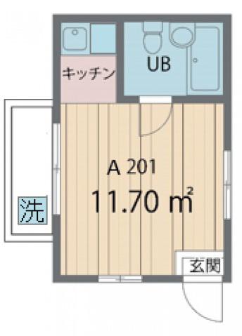 ポルシェ世田谷駒沢AB棟(ワンルーム/2階)の間取り写真