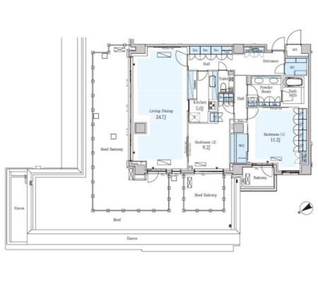 パークアクシスプレミア表参道(2LDK/4階)の間取り写真