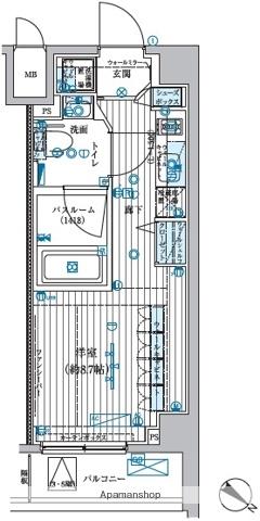 ブライズ中野南台(ワンルーム/2階)の間取り写真