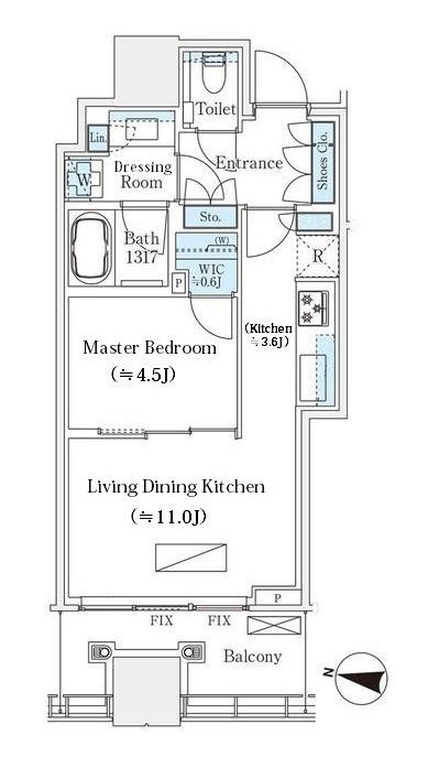 パークコート渋谷 ザ タワー(1LDK/15階)の間取り写真