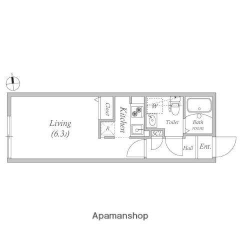 BRANCHE鷺ノ宮Ⅱ(ワンルーム/4階)の間取り写真
