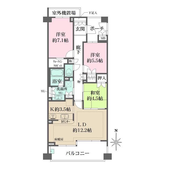 パークハウス吉祥寺北町グローヴⅣ(3LDK/4階)の間取り写真
