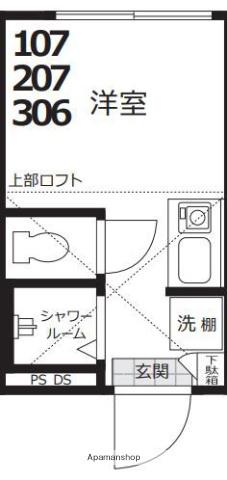 ONE CUBE 夏目坂(ワンルーム/3階)の間取り写真