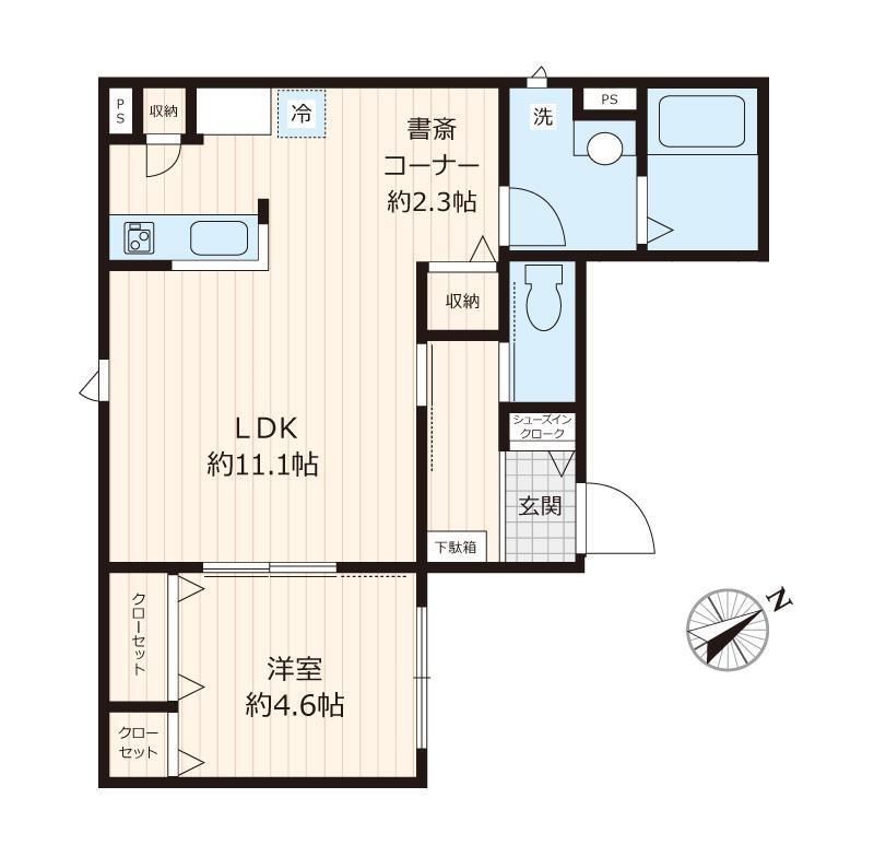 ラ フェリーチェ 千駄ヶ谷(1LDK/2階)の間取り写真
