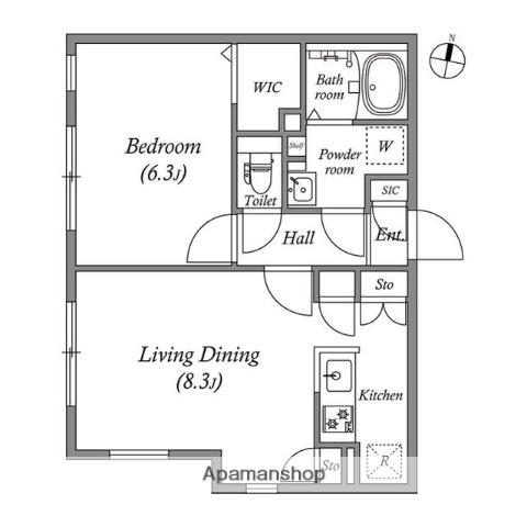 QUADOR中野(1LDK/4階)の間取り写真