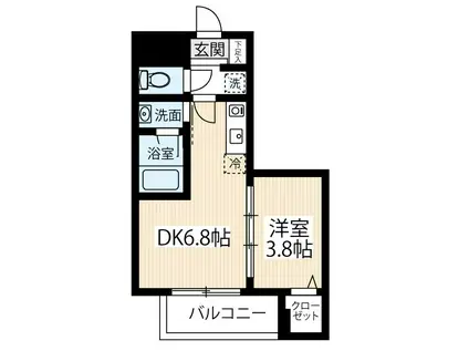 ARCOBALENO SHINITABASHI(1DK/2階)の間取り写真