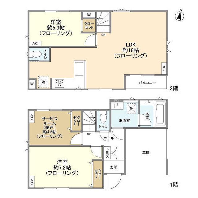 中央本線 阿佐ケ谷駅 徒歩13分 2階建 築4年(2SLDK)の間取り写真
