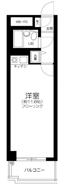 藤和新宿番衆町コープ(ワンルーム/7階)の間取り写真